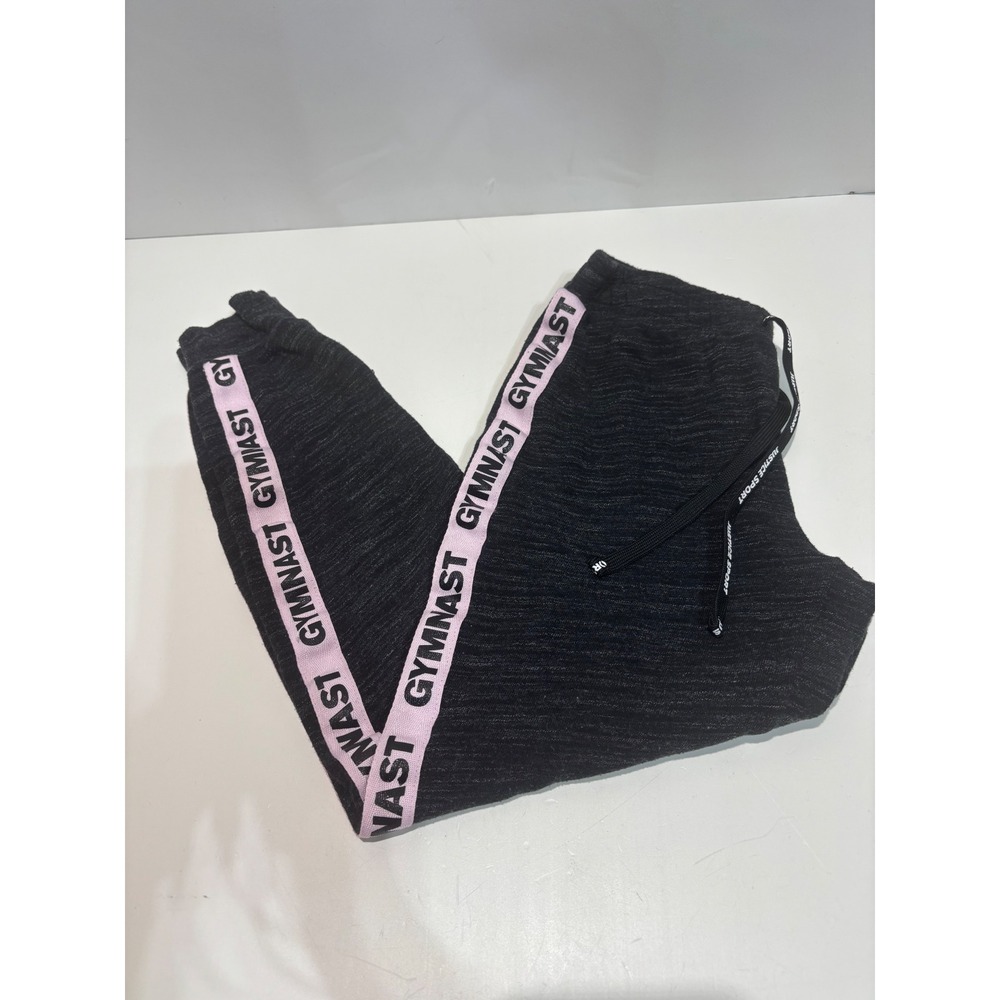 Justice Sport Joggers Girls 12 Grey Pink Gymnast Activewear Sweatpants